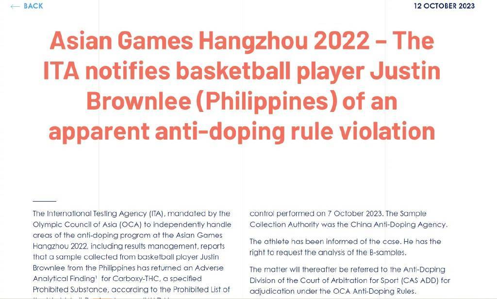 （菲律宾男篮布拉切）菲律宾男篮球员布朗利药检呈阳性，中国男篮能递补金牌吗插图
